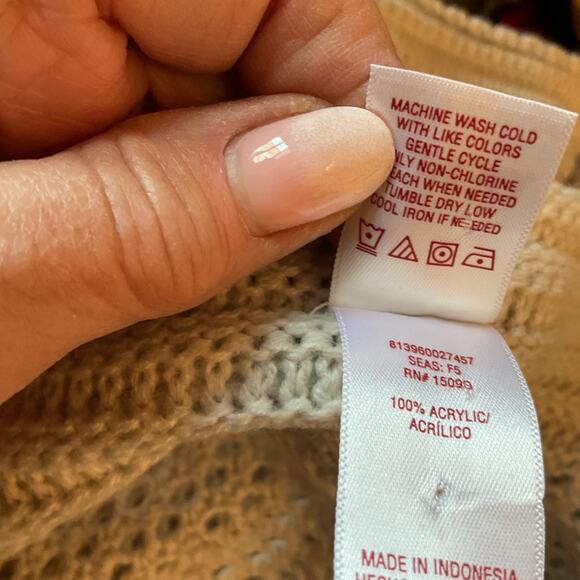 Bongo Beige Open Knit Shrug/Poncho Boho Peasant Cottage XL - Picture 6 of 7